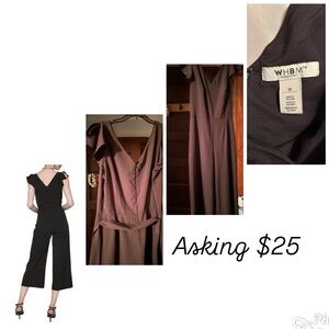 White House Black Market Ruffled Black Jumpsuit